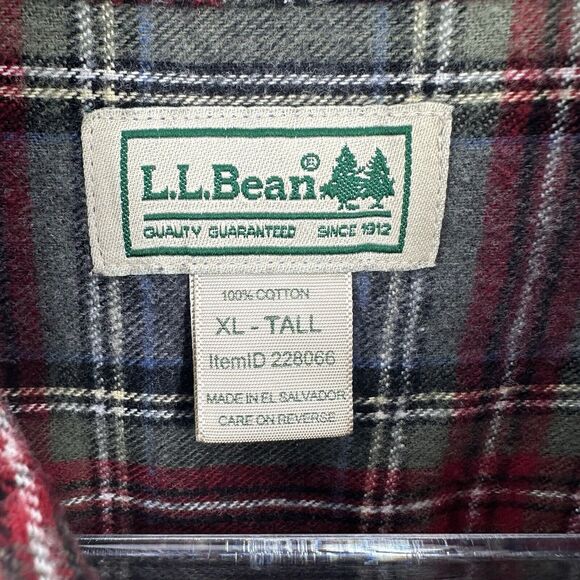 LL Bean Shirt Mens XL Tall Gray Plaid Soft Flannel Long Sleeve Traditional Fit - Picture 14 of 16